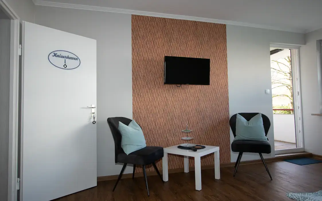Sitzecke der Ferienwohnung Breitschuh's Havenwelten